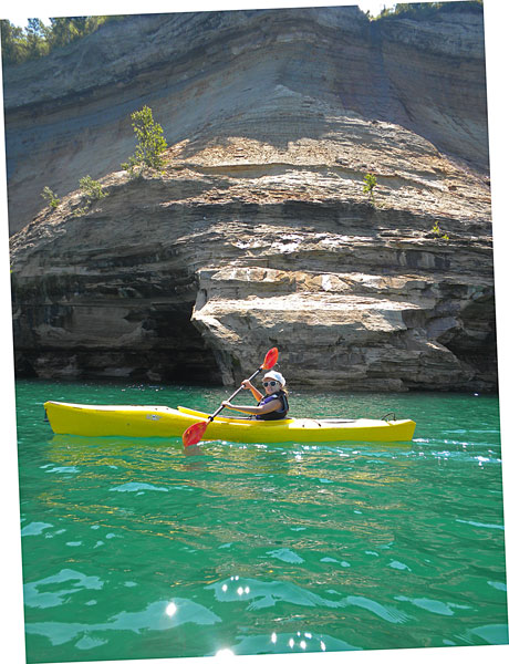 paddling under dry bridal veil falls