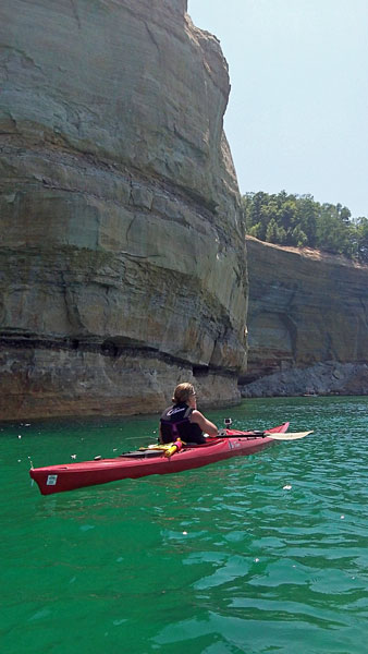 kayaking  back along pictured rocks