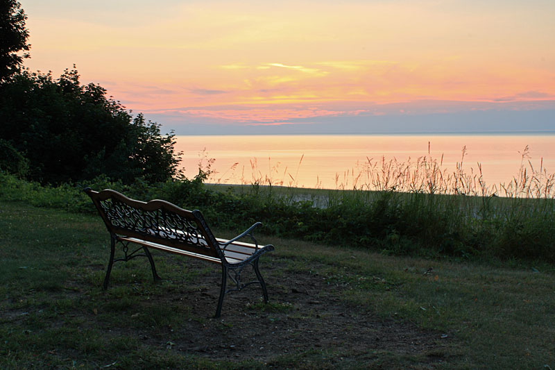 sunset from up on the bluff at woodland park campground