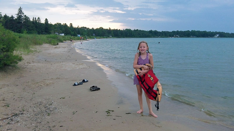 after dinner swim in lake michigan