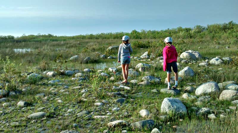 walking on the rocks in the leelanau state park campground