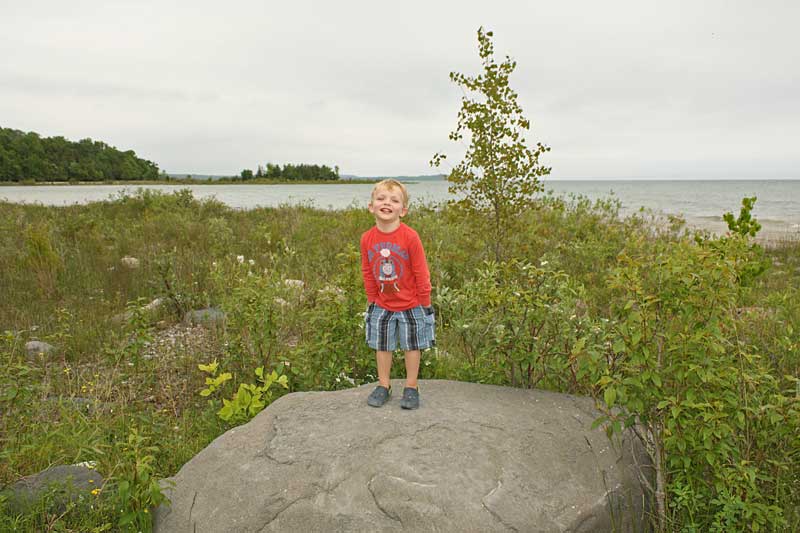 the rocks in front of the grand traverse lighthouse