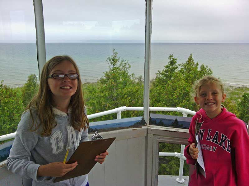 the girls on top of the grand traverse lighthouse