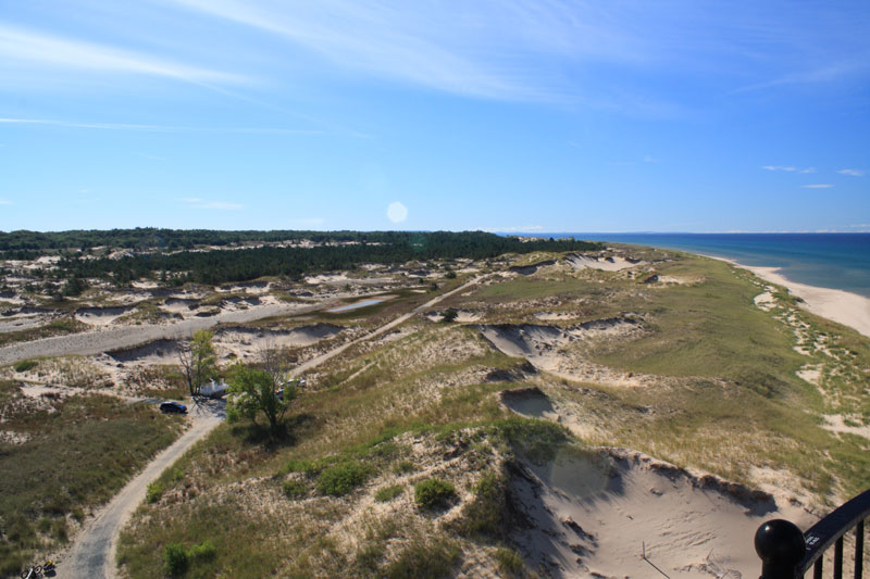 view to the south from the top of the big sable point lighthouse