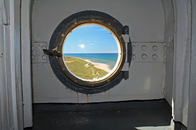 view out the window of the big sable lighthouse tower