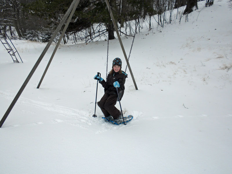 snowshoeing and swings at ludington state park