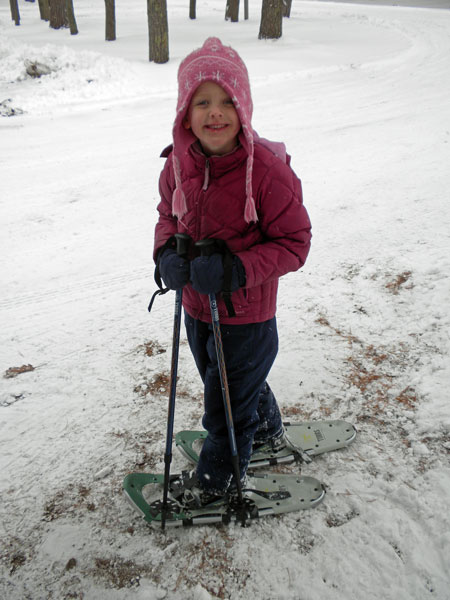 snowshoeing at ludington state park