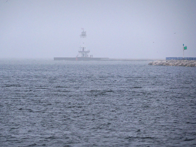 Ludington Harbor Lighthouse in the fog