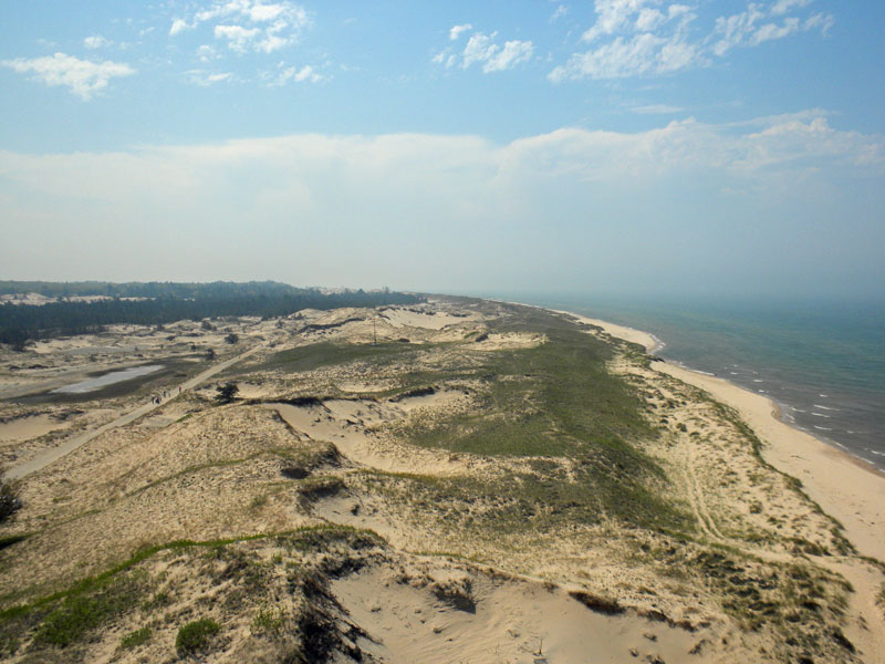 view from the top of the Big Sable Point Lighthouse