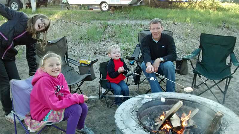 the first campfire of the season at Muskegon State Park