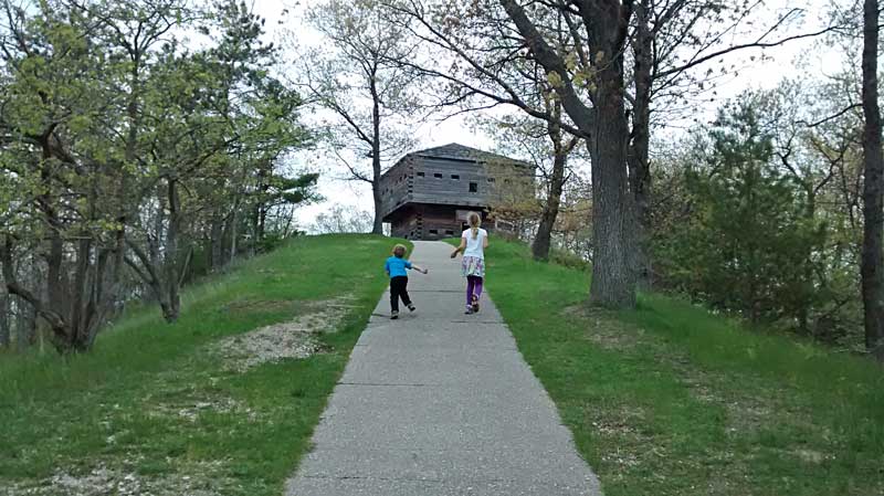 checking out the block house at muskegon state park