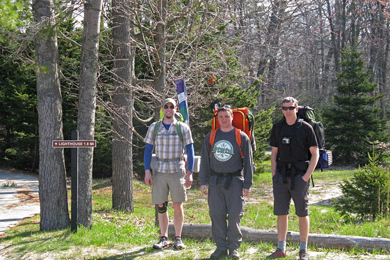 getting ready to backpack at Ludington State Park