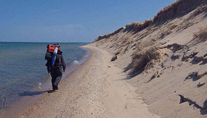 hiking the beach in nordhouse dunes