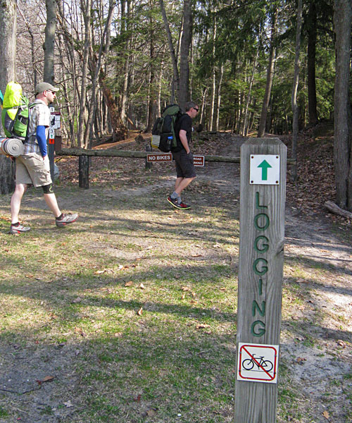 backpacking on the logging trail at Ludington State Park