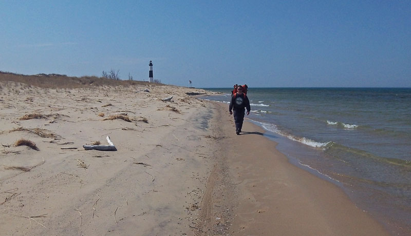 backpacking up the beach to nordhouse dunes