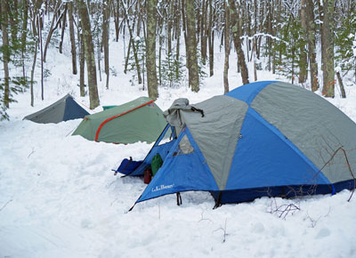 winter camp at lost lake on the pine valleys pathway