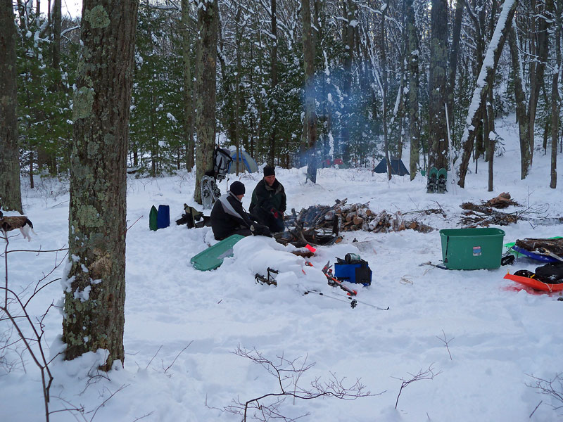 winter campsite at lost lake