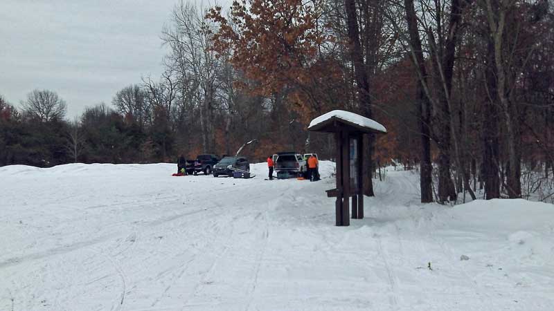 the trailhead for the pine valleys pathway baldwin mi