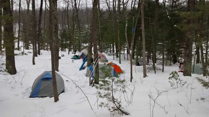 winter camp by lost lake on pine valleys pathway