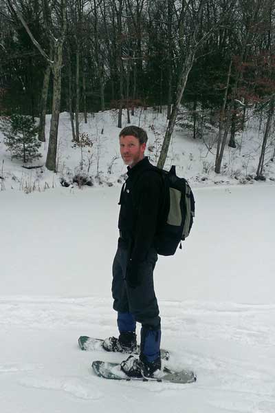 finishing the snowshoeing loop pine valleys pathway