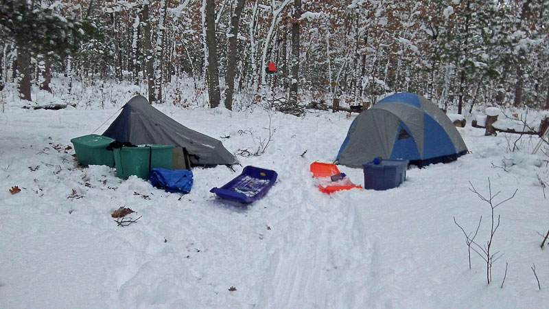 our winter campsite along the wihite river trail