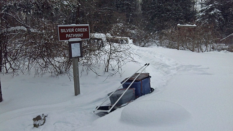 the sign for the silver creek pathway