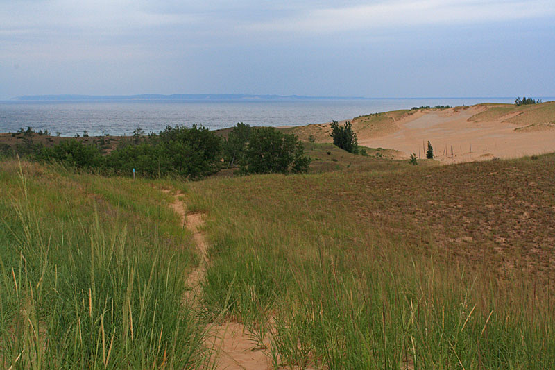 the view from the dune trail at sleeping bear point