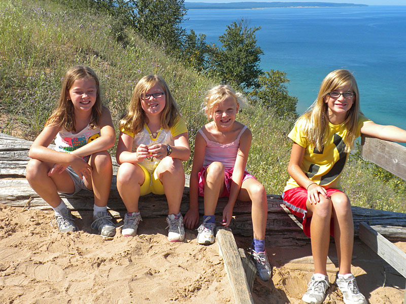 the girls resting and taking in the view