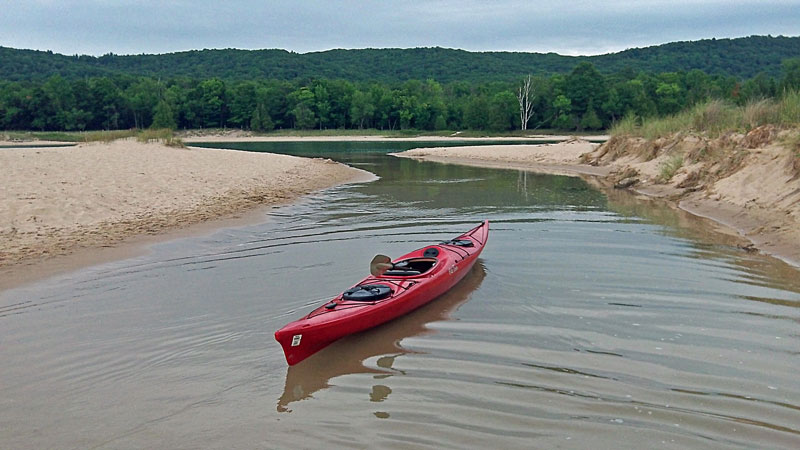 pulling the kayak back into north bar lake