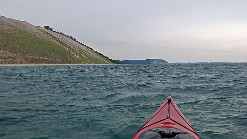 windy paddling along the sleeping bear bluffs