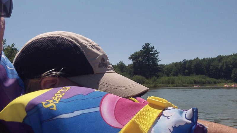 taking a nap in the tube on the platte river