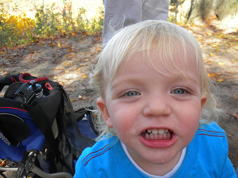 reid happy to out of the backpack carrier