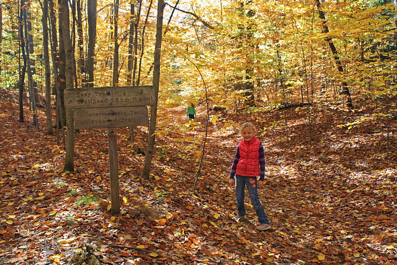 reese by the trail sign