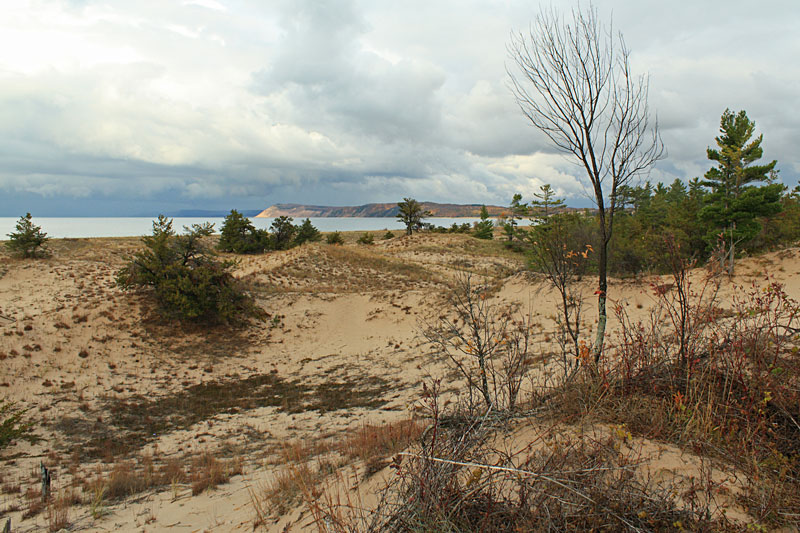 the view of lake mi from the end of the railroad grade trail