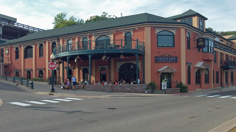 the outside of the lattitude cafe and bistro