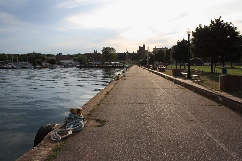 walking along the marquette harbor