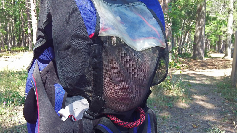 sleepy baby from too much hiking