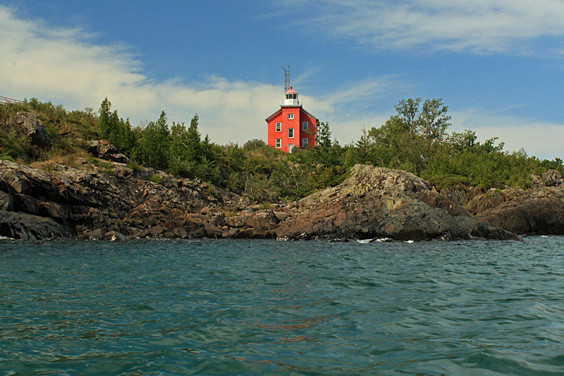 the marquette lighthouse from the kayak