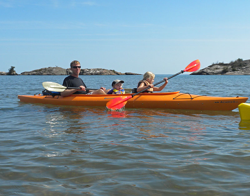 leaving picnic rocks in the kayaks