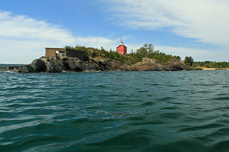 the marquette lighthouse from the water