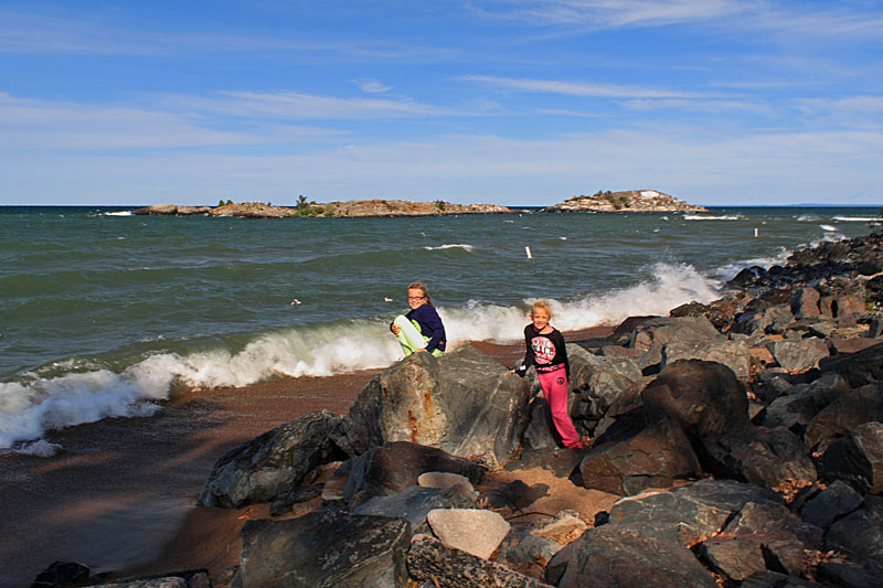 watching the waves at picnic rocks park marquette mi