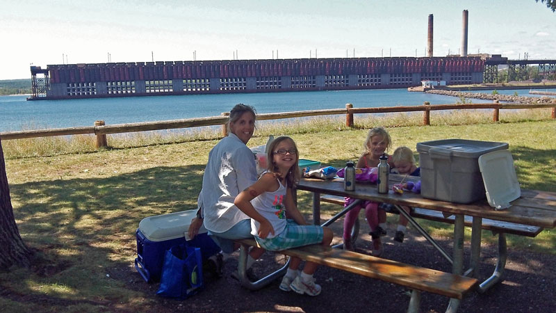 lunch overlooking the ore dock at presque isle park