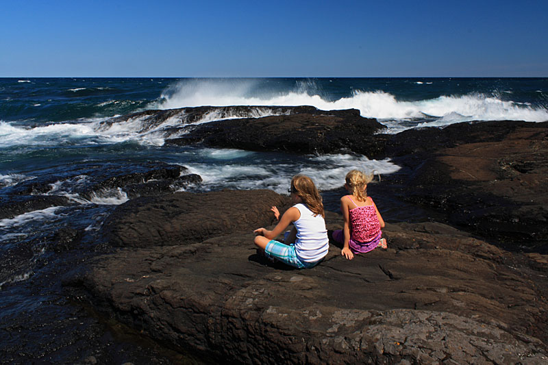 watching the waves from the black rocks presque isle park