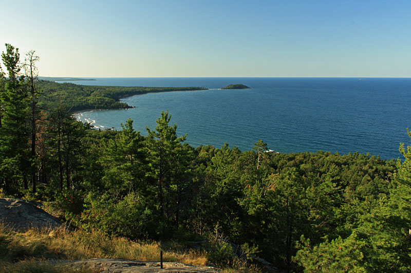 the view of little presque isle from sugarloaf mountain