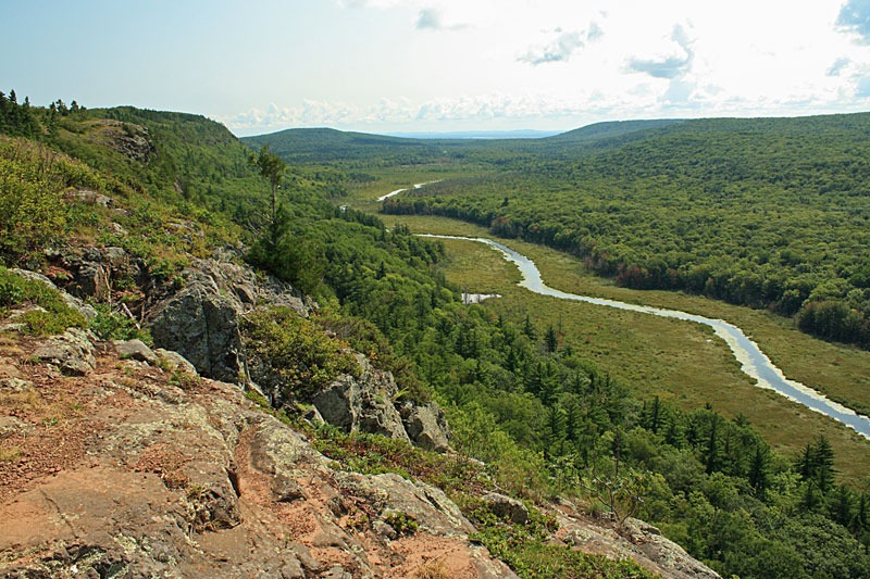 looking up along the big carp river valley