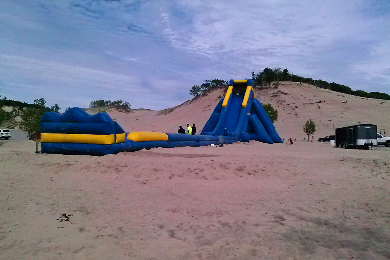 inflatable slide at the warren dunes beach area