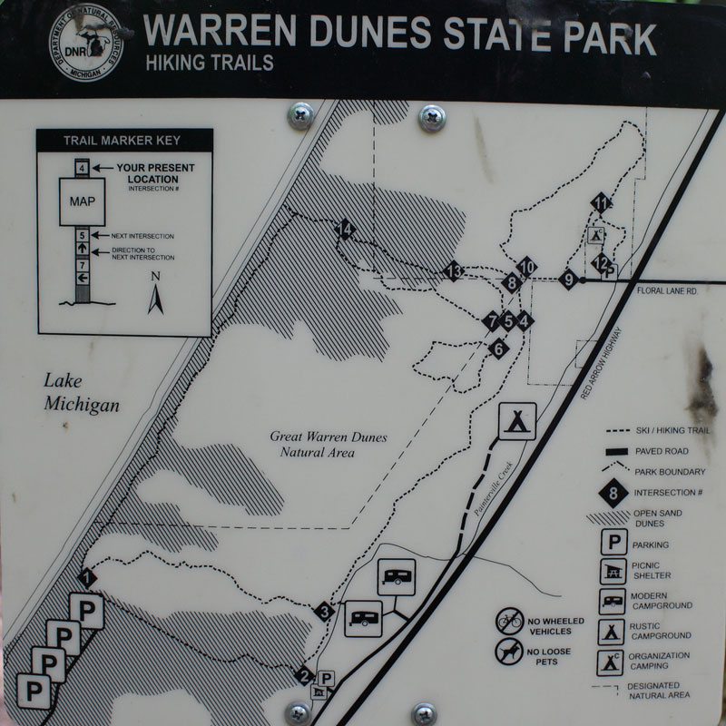 hiking trail map warren dunes state park