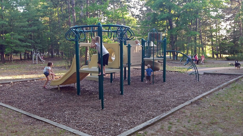 the playgound in the spruce campgrounds, young state park