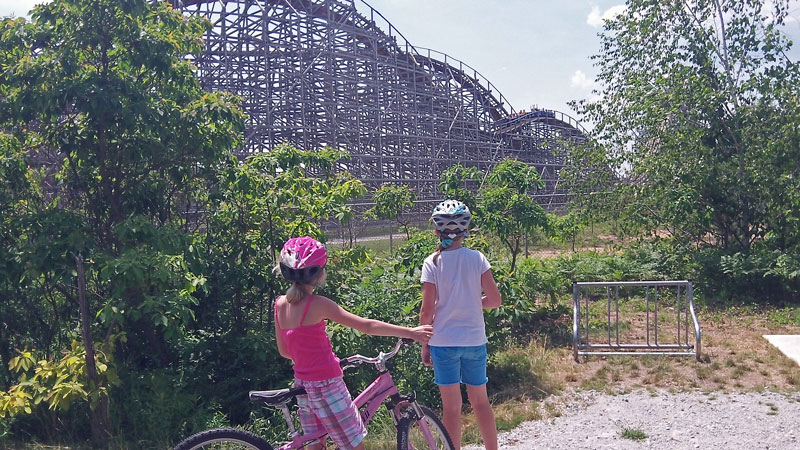 michigan adventure roller coaster along the trail