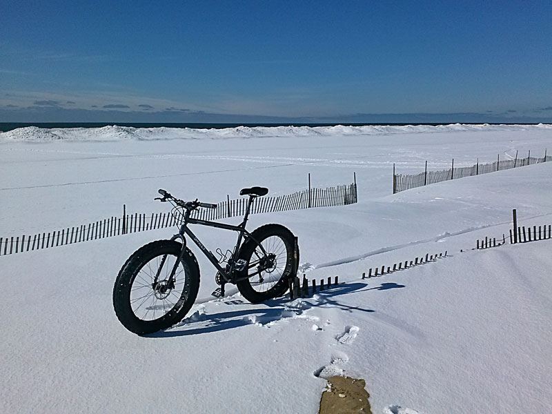 riding back along the beach to north beach park